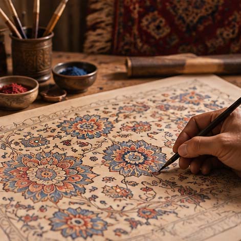 طراحی نقشه و نقش فرش ایرانی